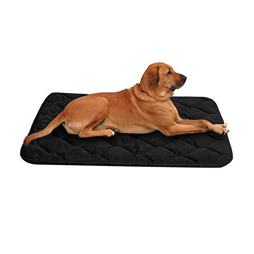 WESEEDOO Hundematte Katzenmatte Hundebett Hundebox Matte faltbar Haustier Bett Kätzchen Bett weich Tierbett Hundekäfig Bett Haustier Bett Hund Comfort Bett Welpe Mats Haustierbett, Schwarz , Large von WESEEDOO