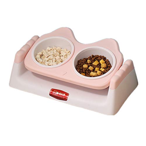 WESEEDOO Katzen Napfset Katzennapf rutschfest Katzenschüssel Set Raised Cat Bowl Plastik Hundenäpfe Futternäpfe Für Hunde Katzen-Wasserschüssel pink von WESEEDOO