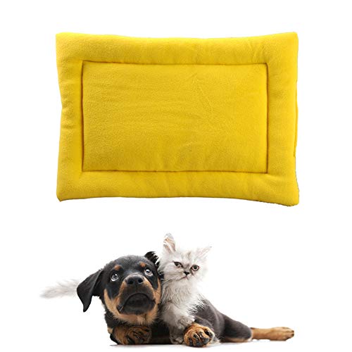 WESEEDOO Katzendecke Hundedecken Waschbar Flauschige Katze Mat Katzenbetten Hundekomfortbett Welpenbett Haustier-Auflage Weiche Katze Mat Hundebettwäsche Yellow,XL von WESEEDOO