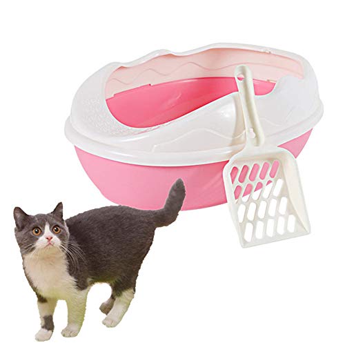 WESEEDOO Katzenklo Katzentoilette Offen Eckstreu Tablett Cat Selbstreinigende Katzenstreu Kaninchen Toilette Anti-Splash-Bettpfanne pink von WESEEDOO