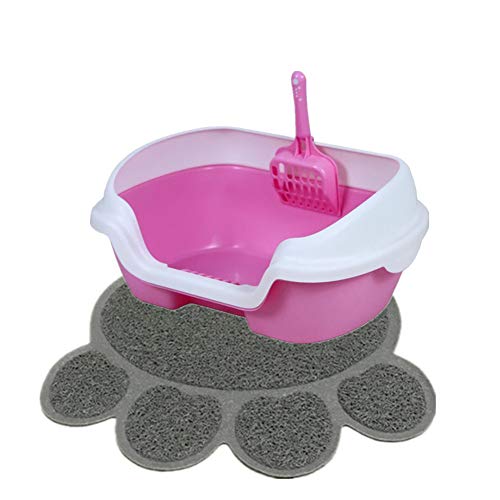 WESEEDOO Katzenklo Matte Katzentoilette Offen Kaninchenstreu Tablett Kätzchenstreutablett Haustier Toilette Katzenstreutablett klein Katzentoilette pink von WESEEDOO