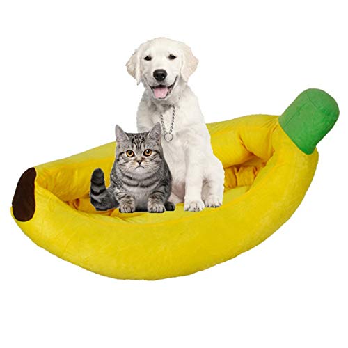 WESEEDOO Kleines Hundebett, Haustierbett, gelb, Plüsch, für kleine Katzen, Hundebett, Katzenhöhle, Large von WESEEDOO