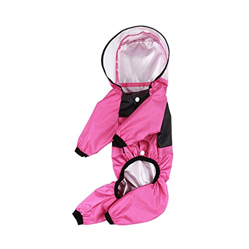 WESEEDOO Regenmantel Hunde Klein Regenjacke Hund Regenmantel für Hunde Hund Regenmäntel wasserdicht mit Kapuze Welpenregenmantel Großer Hund Regenmantel 27,Rose red von WESEEDOO