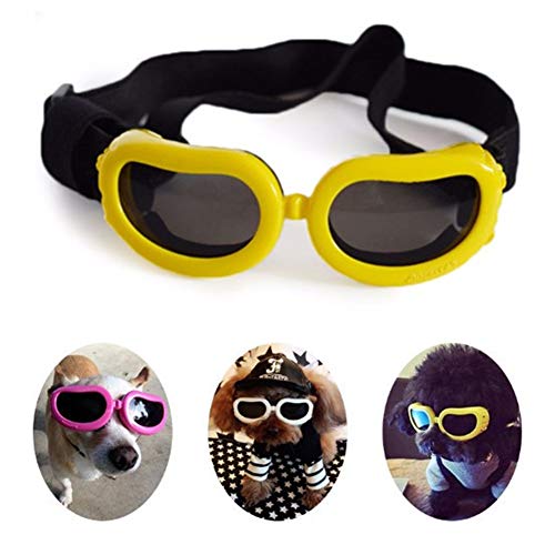 WESEEDOO Sonnenschutz Hund Hundebrille Für Kleine Hunde UV-Brille für Hund Faltbare Hundesonnenbrille Gläser für Katzen Schutzbrille Welpen Sonnenbrille Yellow von WESEEDOO