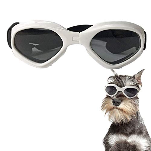 WESEEDOO Sonnenschutz Hund Hundesonnenbrille Gläser für Katzen UV-Brille für Hund Augenschutzbrille wasserdichte Hundebrille Faltbare Hundesonnenbrille White von WESEEDOO
