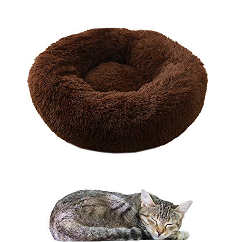 WESEEDOO hundebetten hundebetten für mittlere Hunde Kleines Katzenbett Haustierbetten Für Hunde Donut Hundebett Luxus Hundebett Haustiernest Kätzchenbett Dark Brown,80cm/31.5in von WESEEDOO