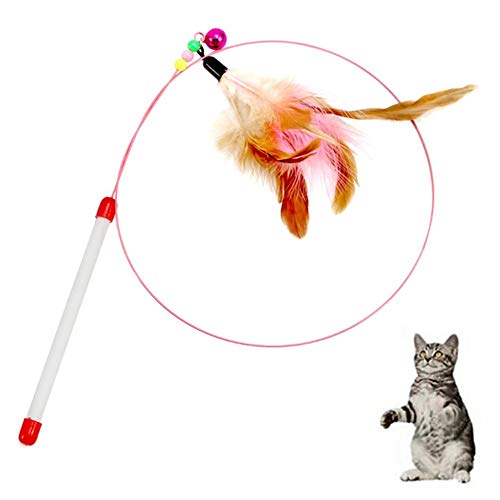 WESEEDOO katzenangel cat Toy Katzenstab Katzenfederspielzeug Katzen Angelruten Spielzeug Katzenspielzeugstock Katzenspielzeug mit Federn a von WESEEDOO