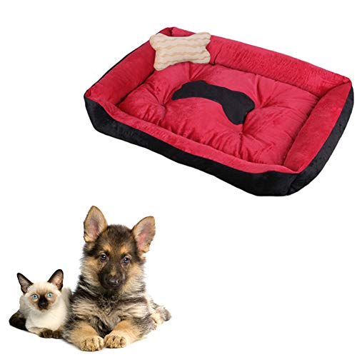 WESEEDOO katzenbett hundebetten für mittlere Hunde Quadratisches Hundebett Günstige Hundebetten Hundekissen Kätzchenbett Hund Schlafsofa Warmes Hundebett red,l von WESEEDOO