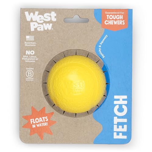 WEST PAW Boundr Ball Hund Apportierspielzeug - Hüpfspielzeug für Hunde, Apportieren, Fangen, Kauen, Spielen - Schwimmbare, recycelbare Bälle - Große Löwenzahn Gelb von WEST PAW