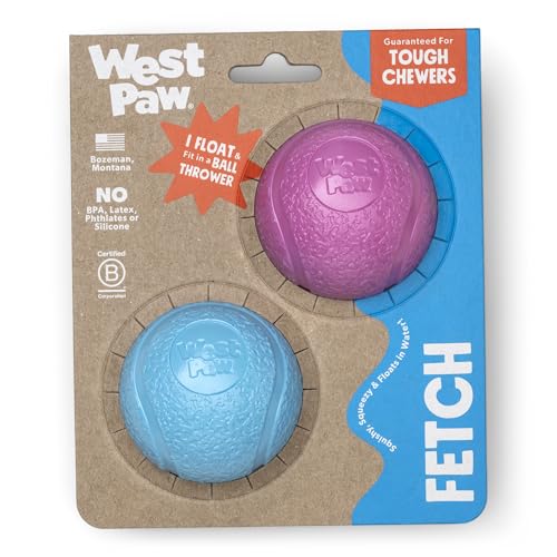 WEST PAW Boundr Ball Hund Apportierspielzeug - Hüpfspielzeug für Hunde, Apportieren, Fangen, Kauen, Spielen - Schwimmbare, recycelbare Bälle - Klein Hot Pink/Aqua Blue 2-Pack WEST PAW Boundr Ball Hund Apportierspielzeug - Hüpfspielzeug für Hunde, Apportieren, Fangen, Kauen, Spielen - Schwimmbare, recycelbare Bälle - Klein Hot Pink/Aqua Blue 2-Pack von WEST PAW
