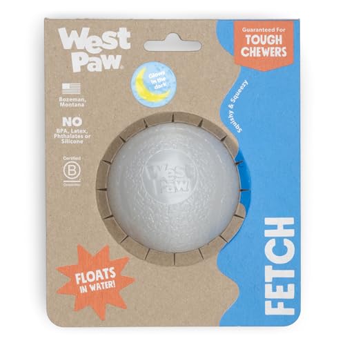 WEST PAW Boundr Ball Hundespielzeug zum Apportieren - Hüpfspielzeug für Hunde, Apportieren, Fangen, Kauen, Spielen - Schwimmbare, recycelbare Bälle - Große Glow in The Dark von WEST PAW