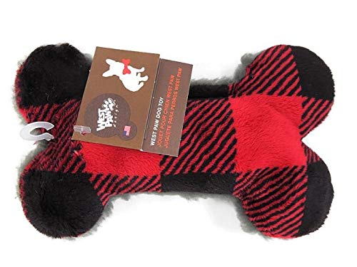 WEST PAW Merry Red Checker Bone Plush Toy for Dogs von WEST PAW