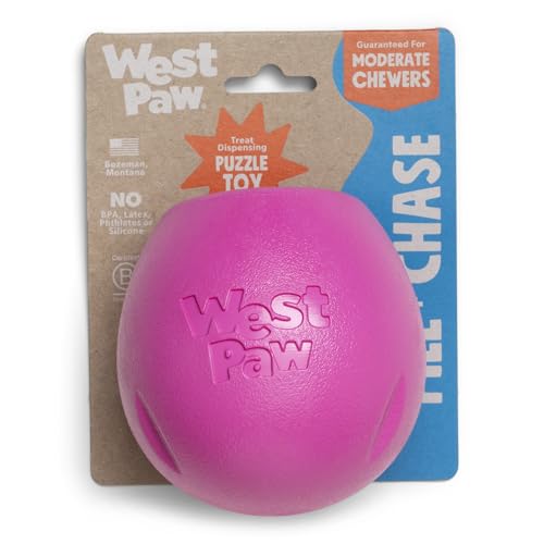 WEST PAW Zogoflex Rumbl Leckerli-Dosierendes Hundespielzeug - Interaktives Slow-Feeder-Kauen - Anreicherungsspielzeug Moderate Kauer, Apportieren, Fangen - Hält Kibble, (Hot Pink, Small) von WEST PAW