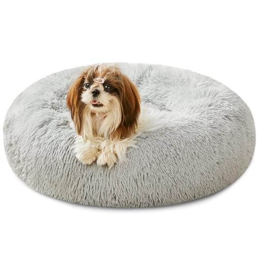 Beruhigendes Hunde- und Katzenbett – Anti-Angst-Donut-Hundekuschel, wärmendes, gemütliches, weiches rundes Bett, flauschiges Kunstfell-Plüschkissen für kleine, mittelgroße Hunde und Katzen (50,8 cm/61 Beruhigendes Hunde- und Katzenbett – Anti-Angst-Donut-Hundekuschel, wärmendes, gemütliches, weiches rundes Bett, flauschiges Kunstfell-Plüschkissen für kleine, mittelgroße Hunde und Katzen (50,8 cm/61 von WESTERN HOME WH