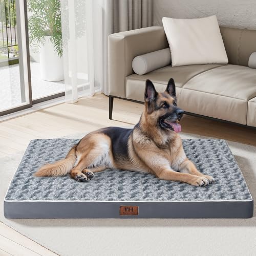Großes orthopädisches Hundebett für mittelgroße, große und extra große Hunde, Eierkiste aus Schaumstoff mit abnehmbarem Bezug, wasserdichtes Futter und rutschfester Unterseite, maschinenwaschbar (XXL (119,4 x 73,7 x 10,2 cm) cm)) von WESTERN HOME WH