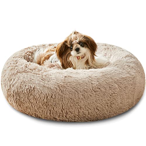 Western Home Hundebett rund Katzenbett Hundekissen Flauschig Katzenkissen Weich katzenkorb Donut Plüsch Hundebett für Kleine und Mittelgroße Hunde Katzen 50cm braun von WESTERN HOME WH