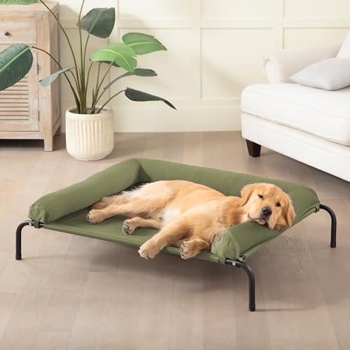 Kühlendes erhöhtes Hundebett für große Hunde, erhöhtes Hundebett, tragbares Hundebett, mit atmungsaktivem Netz, Haustierbetten mit abnehmbarer, wasserdichter Nackenrolle Kühlendes erhöhtes Hundebett für große Hunde, erhöhtes Hundebett, tragbares Hundebett, mit atmungsaktivem Netz, Haustierbetten mit abnehmbarer, wasserdichter Nackenrolle von WESTERN HOME