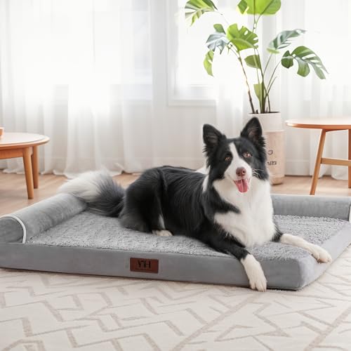 Orthopädische Hundebetten, extra groß, Haustier-Sofabett mit abnehmbarem, waschbarem Bezug, Eierschaum-Unterstützung, Nackenrolle für bequemen Schlaf, wasserdichtes und rutschfestes Unterbett Orthopädische Hundebetten, extra groß, Haustier-Sofabett mit abnehmbarem, waschbarem Bezug, Eierschaum-Unterstützung, Nackenrolle für bequemen Schlaf, wasserdichtes und rutschfestes Unterbett von WESTERN HOME