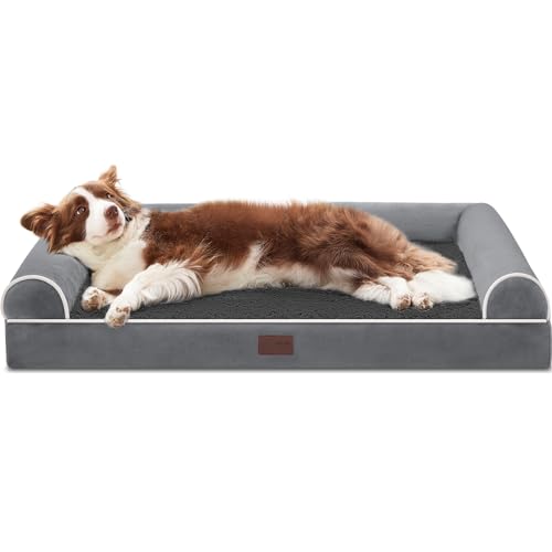 WESTERN HOME Orthopädisches Hundebett mittelgroße Hunde hundesofa Hundecouch Bettchen mit Hoher Rand,Dunkelgrau,106x76x10cm von WESTERN HOME