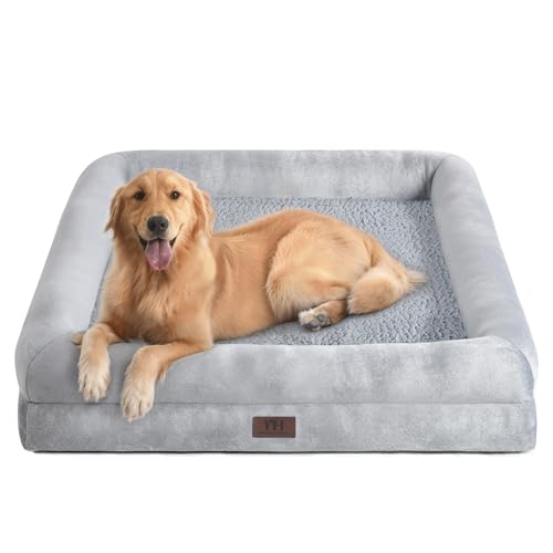 WESTERN HOME orthopädisches Hundebett Grosse Hunde, waschbar Hundekorb rutschfest mit Hohem Rand,Grau,91x68x7cm von WESTERN HOME