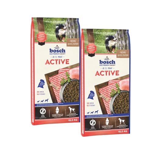 Bosch Active 2 x 15kg Sparpaket Trockenfutter für Hunde von WET-ART