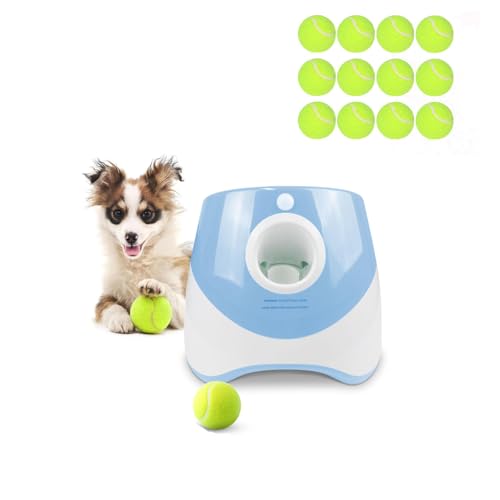 WEUYUY Ballwerfer für Hunde, Automatischer Hundeballwerfer mit 12 Tennisbällen Interaktives Hundespielzeug Haustierball Indoor Outdoor Werfer Maschine (Blau Automatischer Tennisball) von WEUYUY