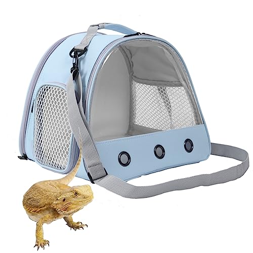 Tragetasche für Bartagamen und Eidechsen, tragbare Reisetasche für Igel, Ratte, Papagei, Vogel und Meerschweinchen (Blau, 2) von WEVONIGU