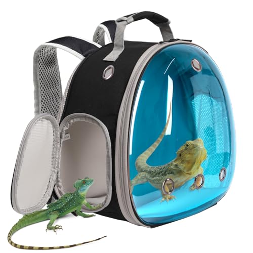 Bartdrachen-Reise-Rucksack, Eidechsen-Rucksack, Raumkapsel, klares Sichtfenster, Astronauten-/Reptilien-Tragetasche für Meerschweinchen, Zuckergleiter, Häschen (schwarz, Rucksack, polarisiertes Blau) Bartdrachen-Reise-Rucksack, Eidechsen-Rucksack, Raumkapsel, klares Sichtfenster, Astronauten-/Reptilien-Tragetasche für Meerschweinchen, Zuckergleiter, Häschen (schwarz, Rucksack, polarisiertes Blau) von WEVONIGU