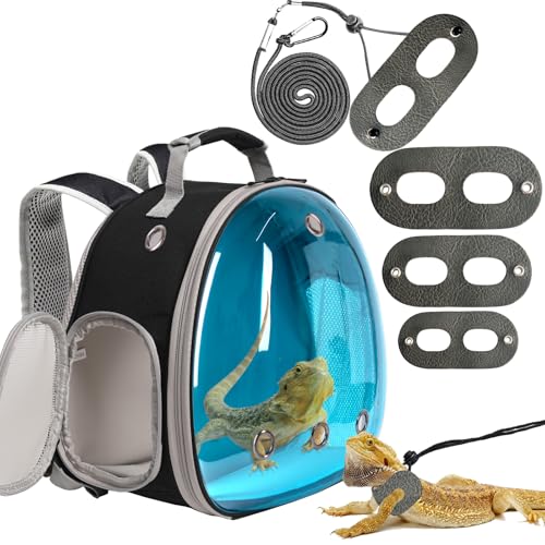 Bartdrachen-Reiserucksack mit Geschirr und Leine, Eidechsen-Rucksack, Reisetasche, Raumkapsel, klares Sichtfenster, Astronauten-Reptilien-Tragerucksack, Fluggesellschaftsgenehmigung von WEVONIGU