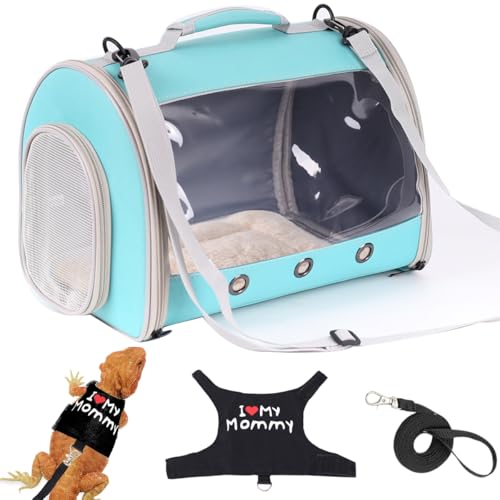 Eidechsen-Reisetasche mit Sicherheitsdruck, Leine-Set, tragbarer Käfig für Bartagamen, Meerschweinchen-Tragetasche für 2, Reptilien-Reisetasche für Leopard, Gecko, Wüste, Leguan, Geckos Eidechsen-Reisetasche mit Sicherheitsdruck, Leine-Set, tragbarer Käfig für Bartagamen, Meerschweinchen-Tragetasche für 2, Reptilien-Reisetasche für Leopard, Gecko, Wüste, Leguan, Geckos von WEVONIGU