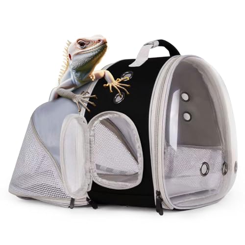 Erweiterbarer Kleintier-Reiserucksack für Hamster, Bärtier-Rucksack für Kinder, mit transparentem Blasenfenster von WEVONIGU