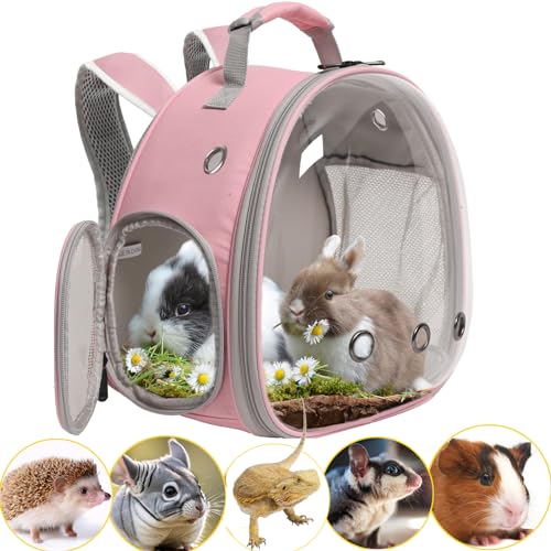 Hamster-Rucksack, Bartagamen-Rucksack mit transparentem Blasenfenster, Reiserucksack für Kleintiere, Igel, Ratten, Chamäleon, Kaninchen, Zuckergleiter, Fluggesellschaften zugelassen (Rosa, Rucksack) Hamster-Rucksack, Bartagamen-Rucksack mit transparentem Blasenfenster, Reiserucksack für Kleintiere, Igel, Ratten, Chamäleon, Kaninchen, Zuckergleiter, Fluggesellschaften zugelassen (Rosa, Rucksack) von WEVONIGU