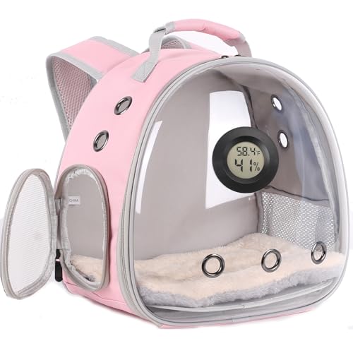 Reptilien-Reiserucksack mit Thermometer und Luftfeuchtigkeitsmesser, Raumkapsel, klares Blasenfenster, Astronauten-Tragetasche für Leoparden, Gecko, Einsiedlerkrebse, Bartagrache von WEVONIGU
