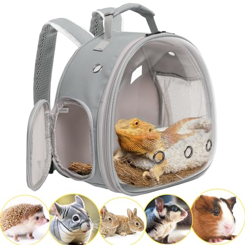 Rucksack für Meerschweinchen, für Reptilien, für den Außenbereich, Bartagame, Rucksack mit transparentem Blasenfenster, Kleintier-Reiserucksack für Igel, Ratten, Papageien, von Fluggesellschaften von WEVONIGU