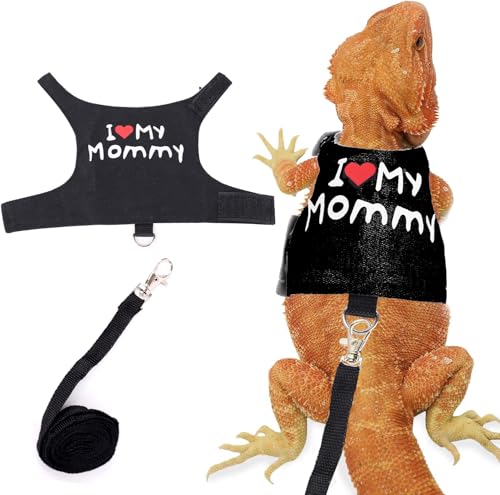 Verstellbares Geschirr mit Leine für Spaziergänge im Freien, Bartdrachengeschirr und Leine, Set für Eidechsen, Chamäleon, Reptilien, kleiden Sie Ihren Bartagamen in das beste Outfit, von WEVONIGU