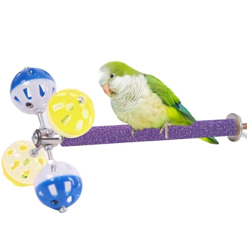 Vogel-Sitzstange Spielzeug mit rotierenden Bällen Anzug für kleine und mittelgroße Vögel, Wellensittiche, Wellensittiche, Sittiche, Papageien, Nymphensittiche, Papageien, Lovebirds, Ringnecks, Conures von WEVONIGU