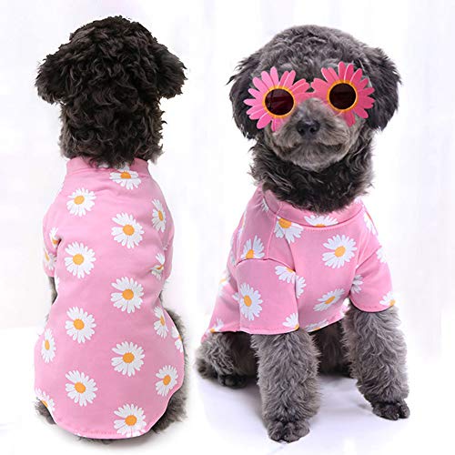 WEYATO Hunde-Shirt, Blumen, Sommer, cool, Strand, bequem, stilvoll, atmungsaktiv, Welpen, Baumwolle, Weste, Kleidung für Hunde und Katzen, Haustierbekleidung, lässig, gemütliches Hunde-Shirt von WEYATO