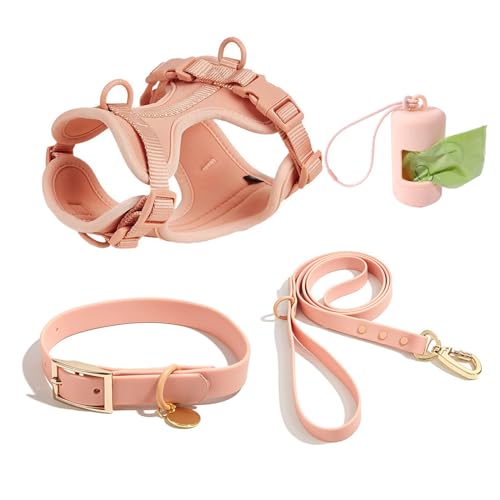 4 PCS Set taktisches Hunde Geschirr, Service-Hunde Weste und-Rücken-Anti-Biss-wasserdichte Hunde-Taktische Brust und Rücken Gurt PVC-Traktion Seil Hunde Halsband-Meat Meal 4||L von WEedsy