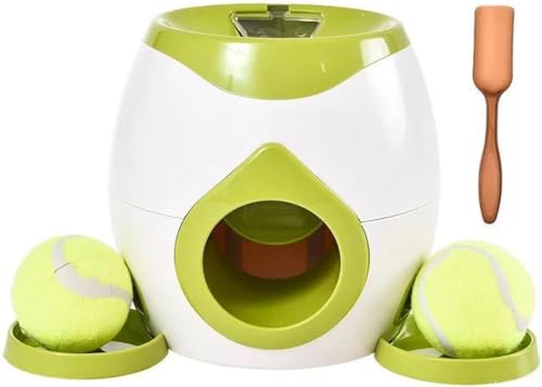 Hunde-Tennis-Futter-Belohnung Maschine mit 2 Tennisbällen, 1 Messlöffel, interaktives Training Smart Automatic Food Leaker, Haustiers pielzeug-Green von WEedsy