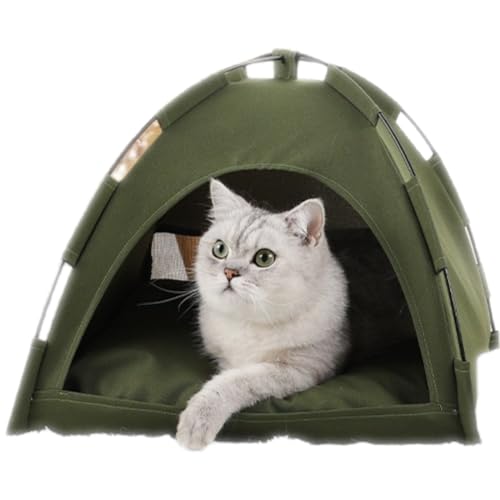 Tragbares Katzen-Zelt im Freien/Innenbereich, Katzen-Höhlen Bett leicht für Indoor-Katzen und kleine Hunde mit weicher Cooler Matte außerhalb des Sommer-Katzen hauses-Grey von WEedsy