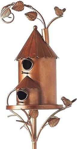 Vogel hütte Vogelhaus mit Pole, Metall Vogelhaus, Vogelhaus für draußen/drinnen/Garten/Hinterhof Dekor, Geschenk für Vogel Liebhaber-B von WEedsy