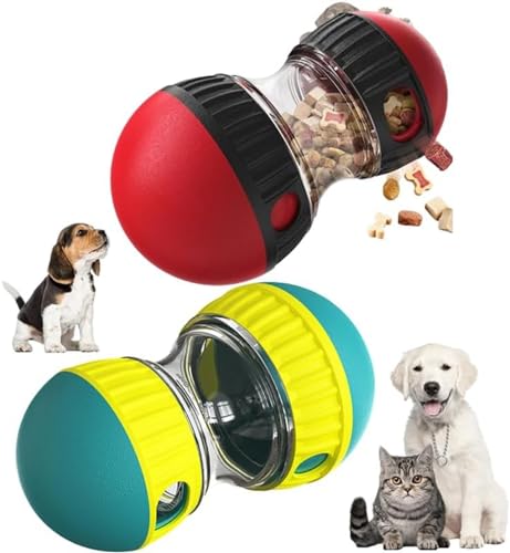 WEedsy Puzzles pielzeug, 2024 Hunde Puzzle Spielzeug Ball Hundesp Ender Spielzeug Ball Interaktive Hundespielzeug-Essens Ausgabe für IQ-Training und geistige Anreicherung Hundefutter-Puzzle-2Pcs Red von WEedsy