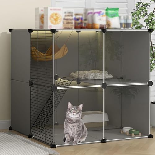 Katzenkäfige für den Innenbereich, zusammengebaute Gehege, Katzenlaufstall, DIY-Kleintierhaus, Katzenvilla mit Katzenhängematte, Katzenkäfige, Übungsort für Hauskatzen, Schwarz, 28,3" L x 28 Katzenkäfige für den Innenbereich, zusammengebaute Gehege, Katzenlaufstall, DIY-Kleintierhaus, Katzenvilla mit Katzenhängematte, Katzenkäfige, Übungsort für Hauskatzen, Schwarz, 28,3" L x 28 von WFJHZH