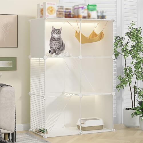 Katzenkäfige für den Innenbereich, zusammengebaute Gehege, Katzenlaufstall, DIY-Kleintierhaus, Katzenvilla mit Katzenhängematte, Katzenkäfige, Übungsplatz für Hauskatzen, weiß, 28,3" L x 14, Katzenkäfige für den Innenbereich, zusammengebaute Gehege, Katzenlaufstall, DIY-Kleintierhaus, Katzenvilla mit Katzenhängematte, Katzenkäfige, Übungsplatz für Hauskatzen, weiß, 28,3" L x 14, von WFJHZH