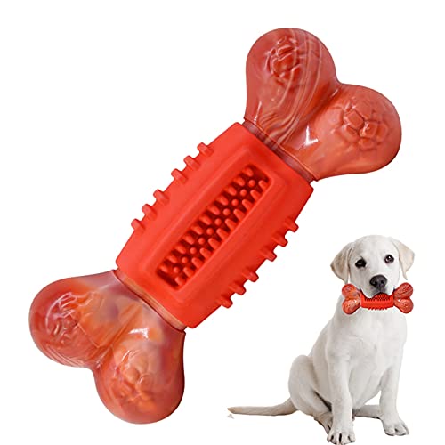WFLY Hundekauspielzeug für aggressives Kauen, robuster, unzerstörbarer Kauknochen mit extremer Kraft, Rindfleischgeschmack (Color : Red) von WFLY