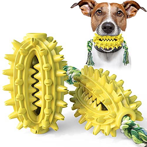WFLY Hundespielzeug für aggressives Kauen, ungiftiges Training und Zähneputzen Hundespielzeug, langlebiges unzerstörbares Haustierspielzeug (Color : Yellow) von WFLY