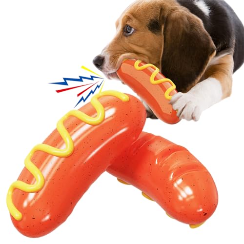 WFRPABY Hundespielzeug Bratwurst Quietschendes Kauspielzeug für Welpen und Hunde, Medium und Groß, PVC, Unzerstörbar, Interaktiv, Wasserabweisend von WFRPABY
