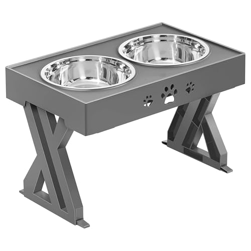 WFUAHA Erhöhte Hundenäpfe, 3 Höhenverstellbar, Anti-Rutsch, Edelstahl, 1.5 Liter, Ideal für kleine, mittelgroße und große Hunde WFUAHA Erhöhte Hundenäpfe, 3 Höhenverstellbar, Anti-Rutsch, Edelstahl, 1.5 Liter, Ideal für kleine, mittelgroße und große Hunde von WFUAHA