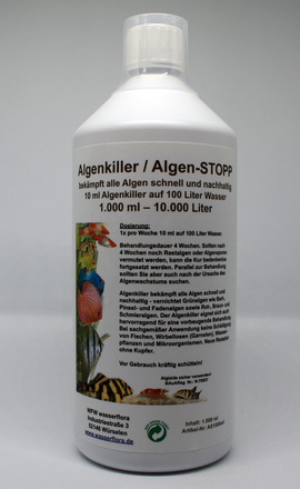 1.000 ml Algenkiller / Algen-STOPP für 10.000 Liter Aquarium-Wasser von WFW wasserflora