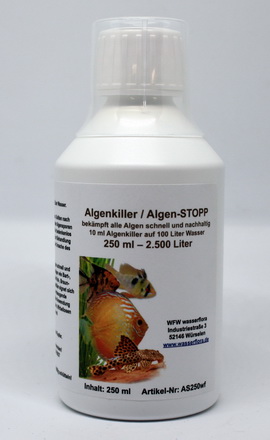 250 ml Algenkiller / Algen-STOPP für 2.500 Liter Aquarium-Wasser von WFW wasserflora